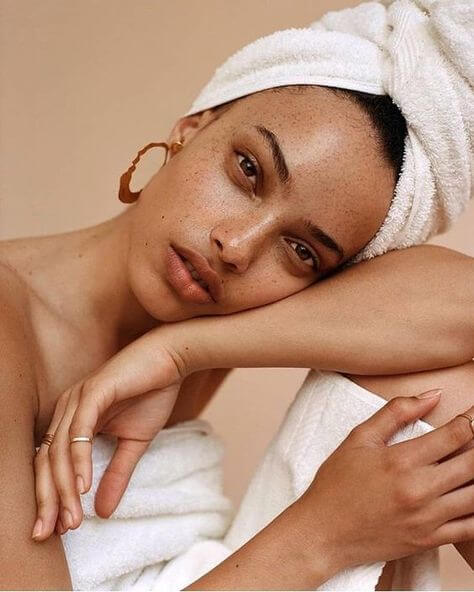 Beautiful model with hair towel