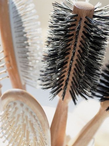Variety of natural bristle hair brushes